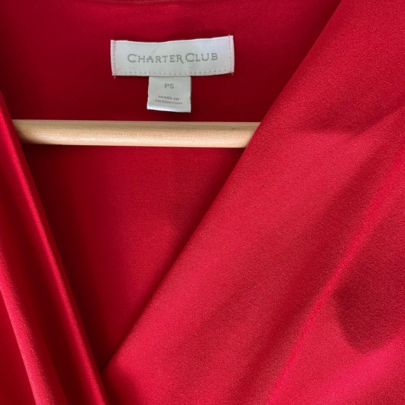 Charter Club Red Faux-Wrap Dress with Gold Hardware Detail - Picture 2 of 4